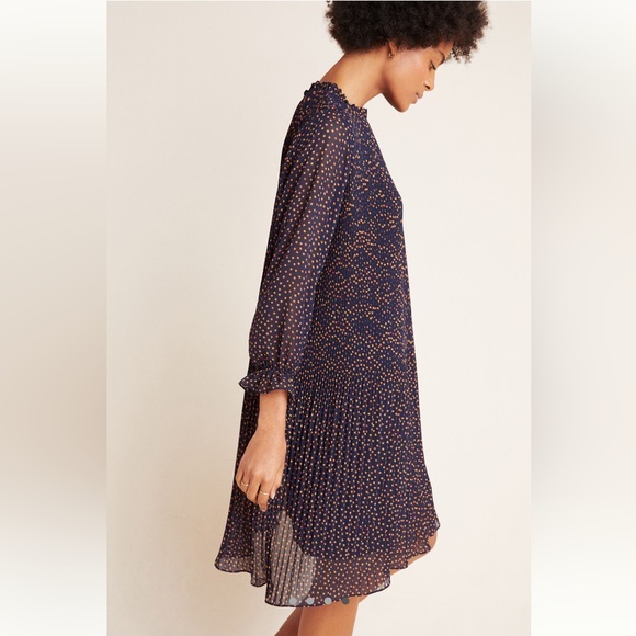 🆕NWT Women’s Anthropologie Seen Worn Kept Vega Pleated Mini Dress Navy Size 6 - Picture 5 of 14